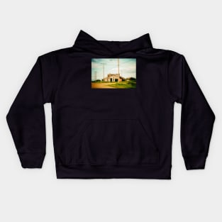 Old abandoned storefront in ghost town Rowley Canada Kids Hoodie